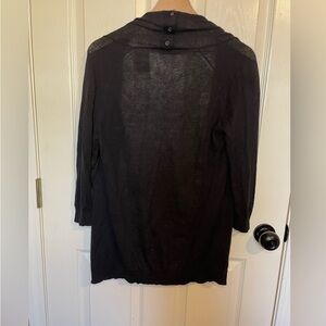 Black Sheer Button-Back Cardigan